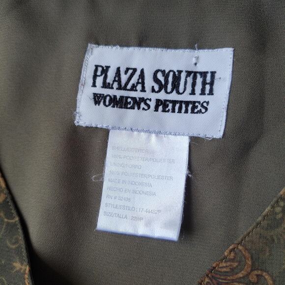 Plaza South Blouse Womens Petite 20W Brown Paisley Sheer Bell Sleeve V Neck - Picture 4 of 9